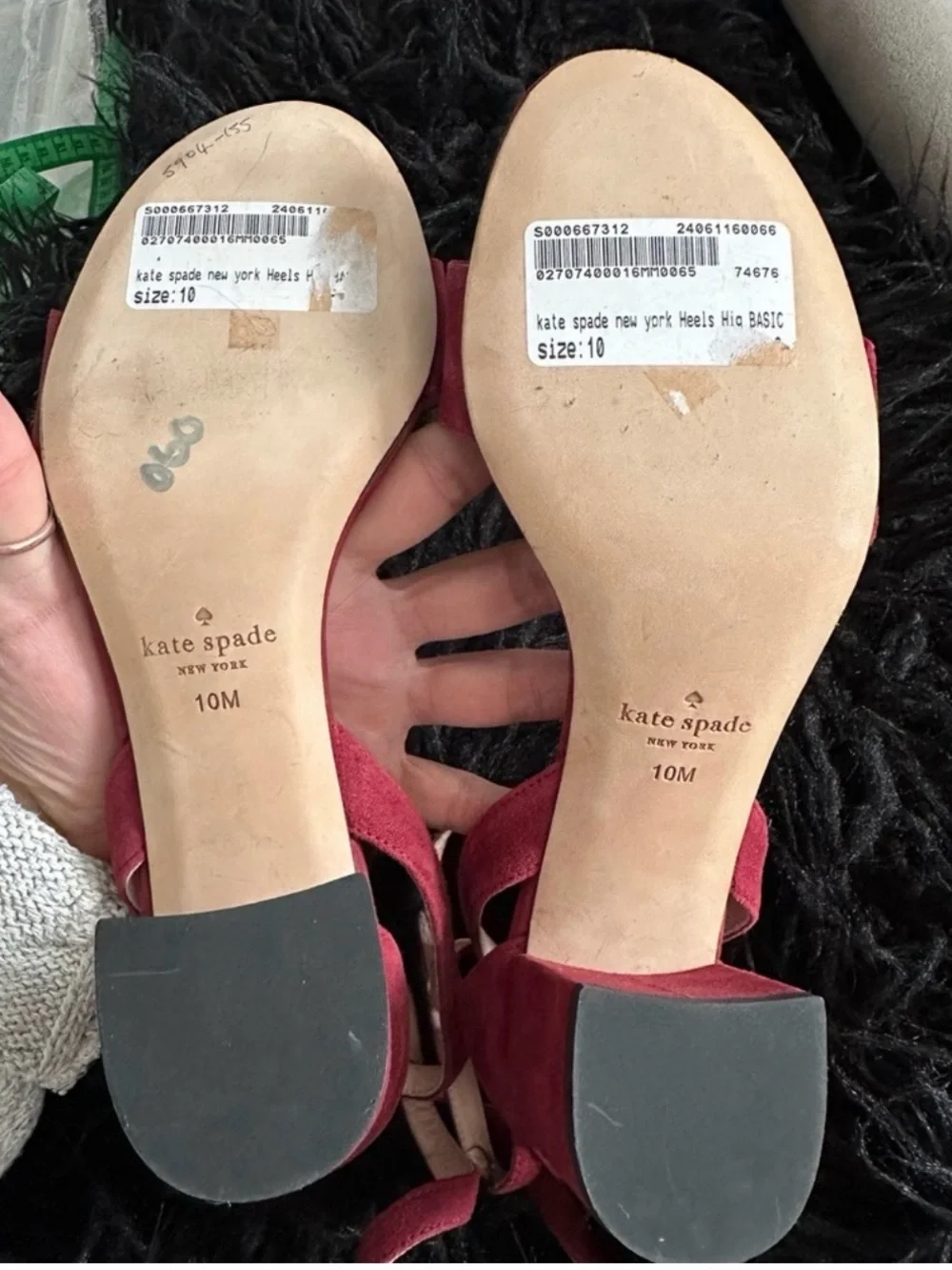 KATE SPADE M Watson Too Deep Crimson Suede Heels Sandals SZ 10M
